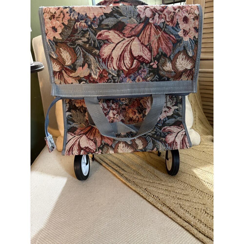 Vintage Rolling Floral Tapestry Tote Bag - Carpet Bag Granny Core